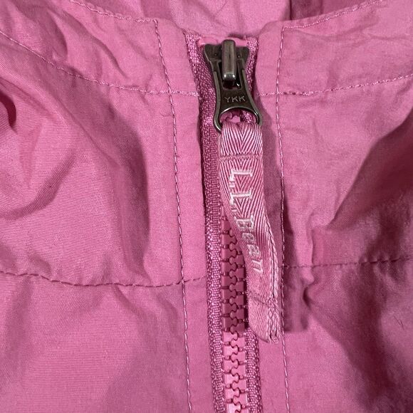 LL Bean Pink Full Zip Nylon Long Sleeve Windbreaker Jacket Kids/Girls Size 8 - Picture 6 of 11
